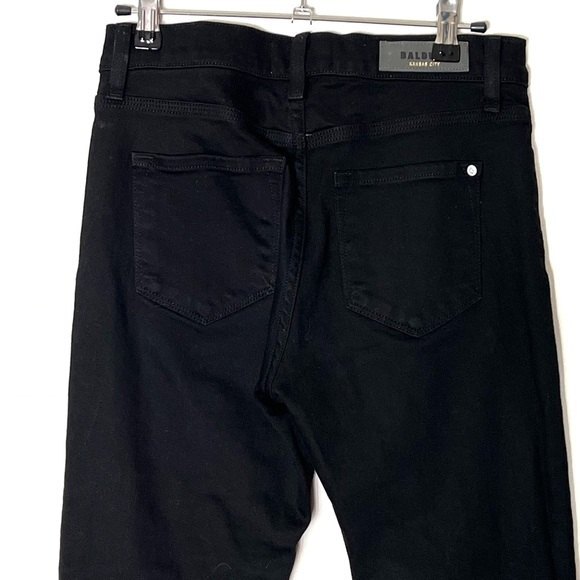 Baldwin Maxwell Crop Flare Jeans Women’s Size 26 Black Raw Hem Mid Rise - Picture 6 of 15